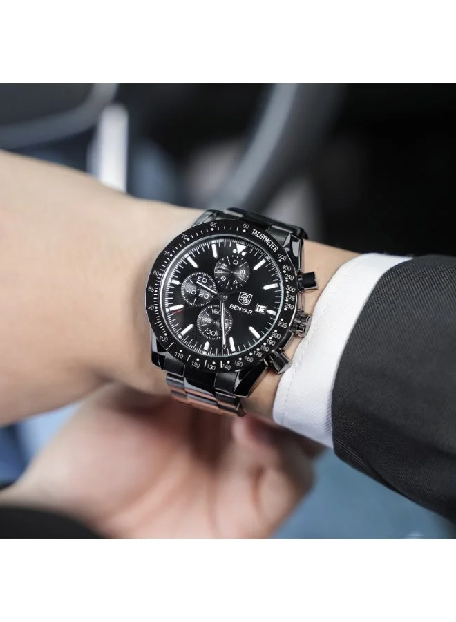 Benyar  BENYAR Mens Watches Analog Quartz Chronograph Waterproof Watch for Men Business Work Sport Casual Classic Stainless Steel Dress Men's Wrist Watches Elegant Gifts for Men for Men | Best Price UAE
