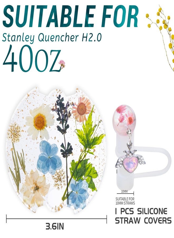 LA KEN DU Used for Stanley Cup Lid Accessories Charms, Dried Flower Lid Charms for Stanley Cups H2.0 Accessories 30oz 40oz with Silicone Straw Cover Cap for Tumblers(Dried Flower, 40oz) - Image 3