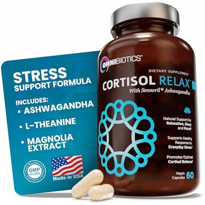 OmniBiotics أومني بيوتيكس مكمل الكورتيزول للنساء والرجال - منظم عالي للكورتيزول مع أشواغاندا، إل-ثيانين، مستخلص الماغنوليا، فوسفاتيديل سيرين لدعم الاسترخاء، الهدوء، وإزالة السموم - 60 كبسولة نباتية - Image 1