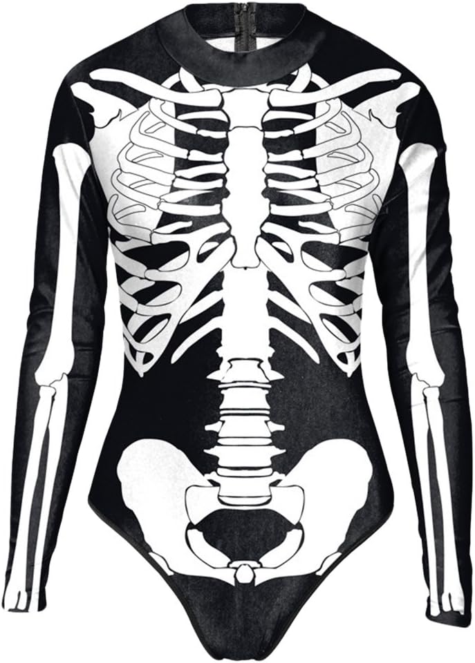 Timemory Womens Halloween 3D Skeleton Costume Cosplay Print Tights - Image 2