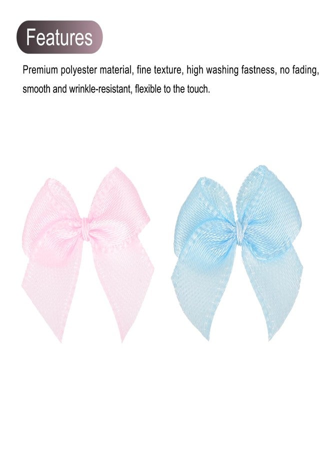 MECCANIXITY 50Pcs Mini Ribbon Bow 1" Mini Fabric Satin Ribbon Flower Bows for Craft DIY Sewing Wedding Birthday Party Pink & Blue - Image 5