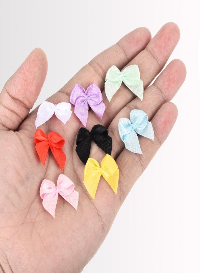MECCANIXITY 50Pcs Mini Ribbon Bow 1" Mini Fabric Satin Ribbon Flower Bows for Craft DIY Sewing Wedding Birthday Party Pink & Blue - Image 3