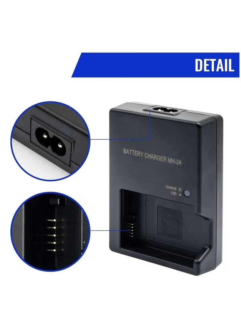 شاحن بطارية الكاميرا MH-24 متوافق مع كاميرات نيكون D3100، D5100، D5200، D5500، D5600، D3400، D3300، D3200، P7000، P7100، لبطارية EN-EL14 - Image 2