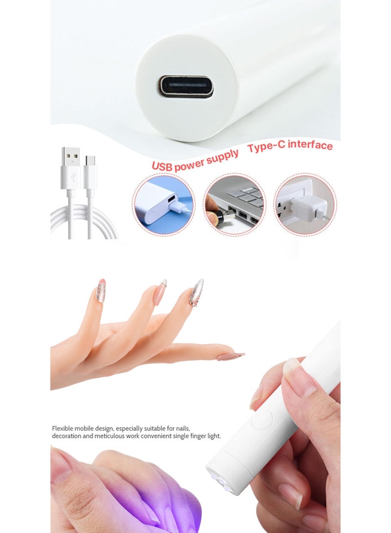 Makeup Gift, Pink Handmade Fake Nails Set, Luxury Golden Color Hard Shell Cosmetic Bag, Handheld UV LED Nail Lamp with USB Charging Cable - Image 2