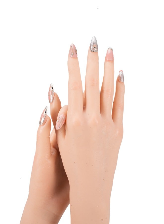 Makeup Gift, Pink Handmade Fake Nails Set, Luxury Golden Color Hard Shell Cosmetic Bag, Handheld UV LED Nail Lamp with USB Charging Cable - Image 4