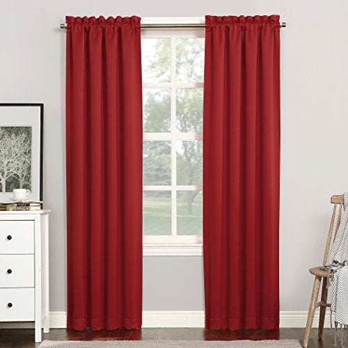 Sun Zero Easton Energy Saving Blackout Rod Pocket Curtain Panel 40 x 95 Red - Image 1