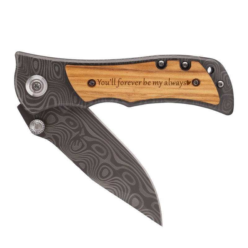 ZENNLAB Moblade Engraved Pocket Knife for Men  Youll Be My Always  Boyfriend Husband Birthday Gift Anniversary Present for Him
