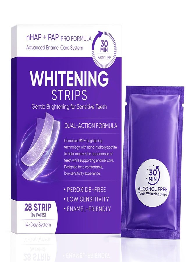 Peehss Purple Teeth Whitening Strips, 14 Pairs nHAP + Color Correcting, Peroxide-Free Gentle Whitening for Sensitive Teeth, Helps Reduce Appearance of Stains, Enamel-Friendly (14 Pairs - Image 1
