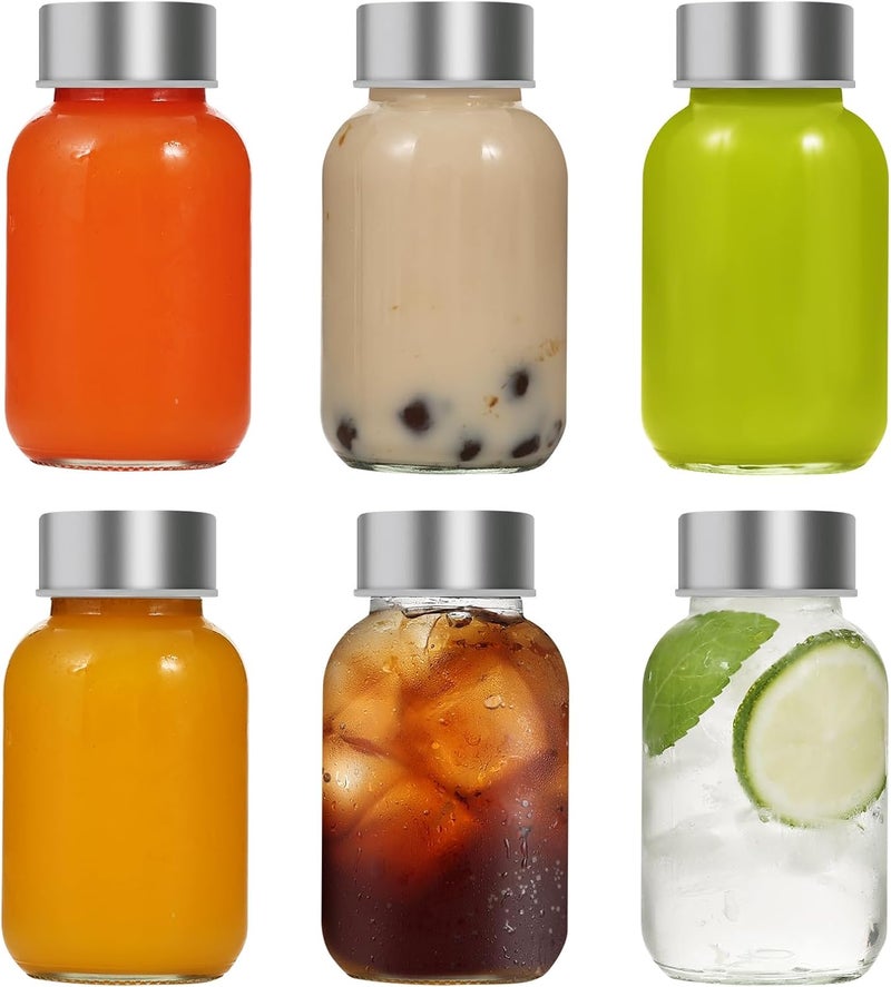 Danmu Glass Juice Bottles with Lids 5oz,Juicing Bottles Reusable Glass 100% Leakproof for Juicing,Ginger Shot,Wellness Shot,Water,Kombucha,Milk,Milkshake,Coffee 6 Pack,Dishwasher Safe - Image 1