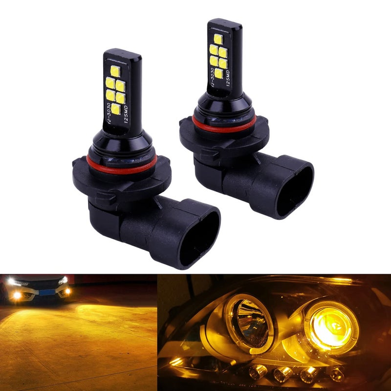 مصباح ضباب LED SOCALLED LIGHTING 2x HB4 9006 للرياضات المتقدمة 3030 SMD ملون ساطع مصباح تشغيل نهاري باللون الأصفر الكهرماني