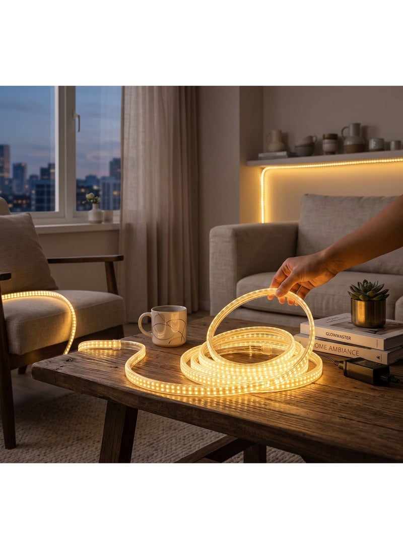LED Strip Light Double Row 5M - Warm White Lighting - Waterproof Outdoor Insulation with Plug - Image 4