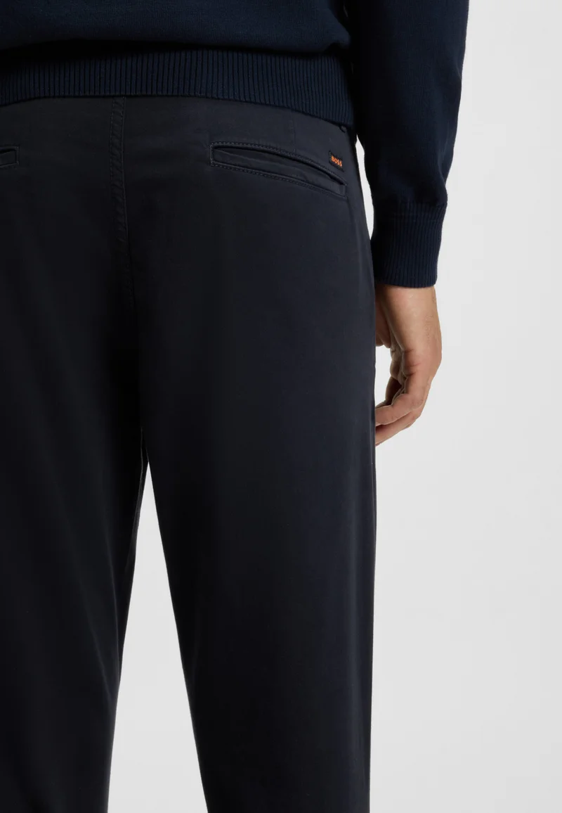 BOSS Dark Blue Slim-fit chinos in stretch-cotton satin for Men | Best Price UAE