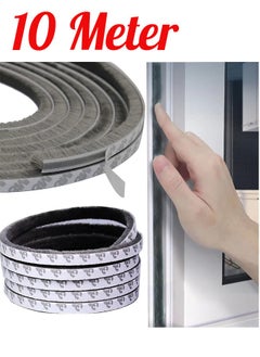 Bukela 10 Meter Weather Stripping Door Seal Self Adhesive Brush Weather Seal Strip for Windows and Doors Felt Door Seal Window Insulation Sealing Strip Brush Weatherstrip 9mm Wide 9mm Thick  - Image 1