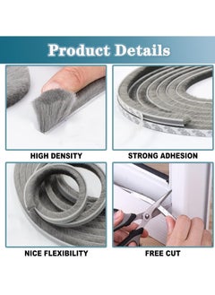 Bukela 10 Meter Weather Stripping Door Seal Self Adhesive Brush Weather Seal Strip for Windows and Doors Felt Door Seal Window Insulation Sealing Strip Brush Weatherstrip 9mm Wide 9mm Thick  - Image 2