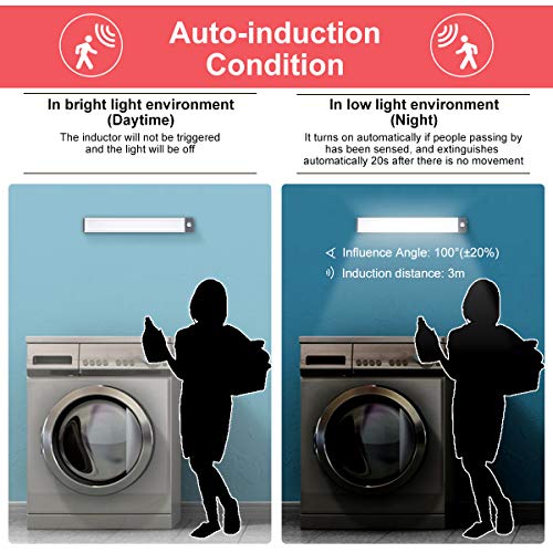 LEPOTEC LED Motion Sensor Light,Under Counter Lighting, Wireless USB Rechargeable Kitchen Night Lights,Battery Powered Operated Light,54-LED Light for Wardrobe,Closets,Cabinet,Cupboard, 2 Count (Pack of 1) - Image 5