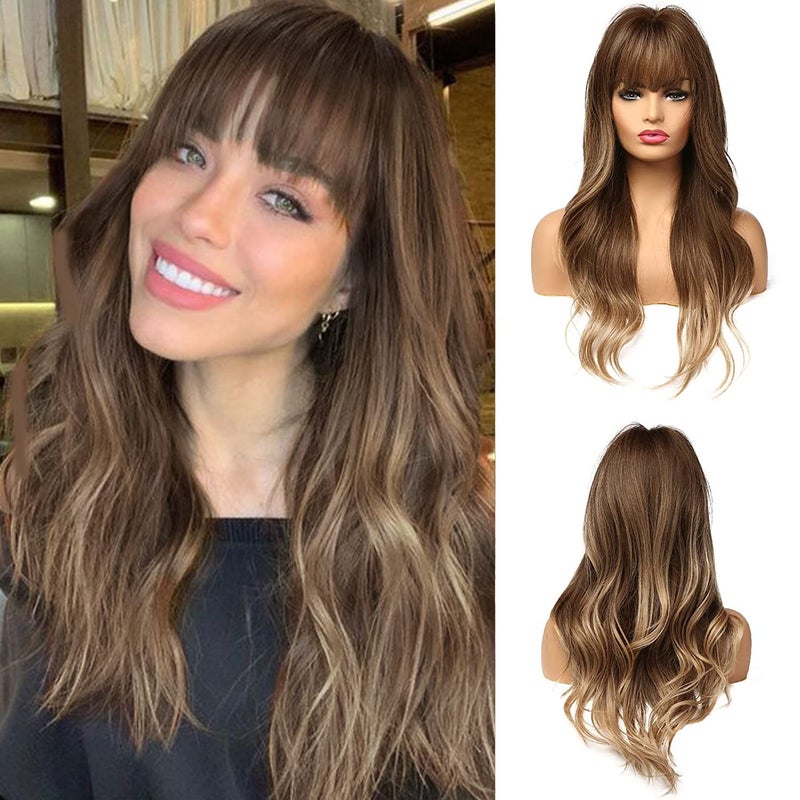 Esmee Long Wigs Brown ombre Blonde Wig Cosplay Party Wigs for Women Heat Resistant Fibre for Daily Party Use
