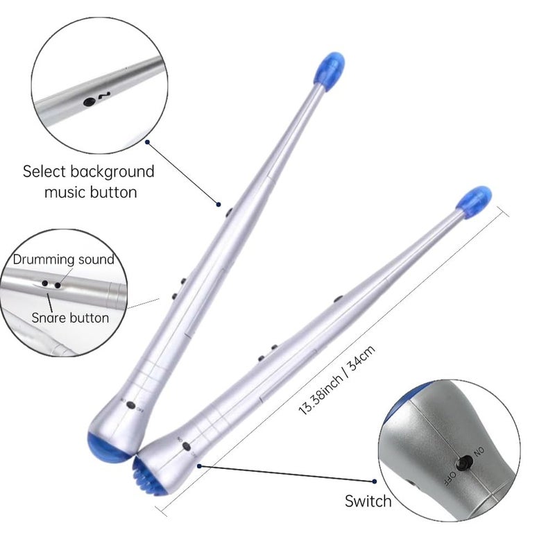 GAHQB 1Pair Electronic Drumsticks, Adjustable Sensitivity Intelligent Electric Light Up Drumsticks, Electronic Air Drum Sticks, Rock Beat Drum Stick, Percussion Instrument Tool - Image 2