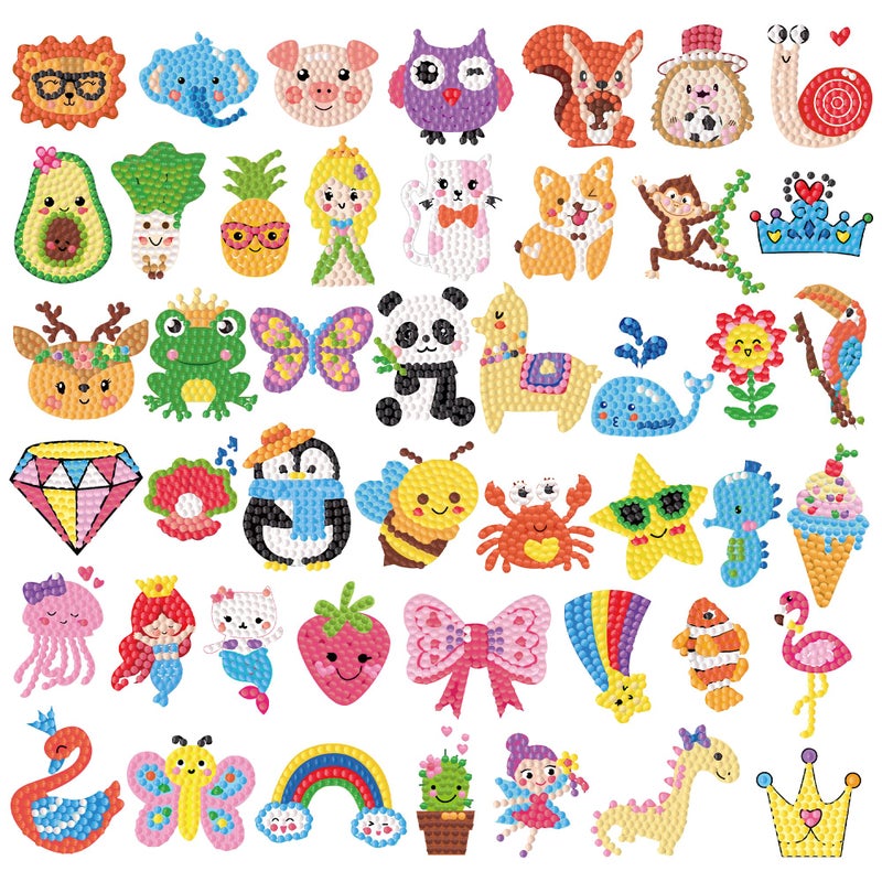 Labeol Diamond Art Kits for Kids Boys and Girls Ages 6-8-10-12 Easy to DIY Creative Diamond Art Sticker Craft by Numbers Kits for Kids and Adult Beginners (Lovely Animal) - Image 1