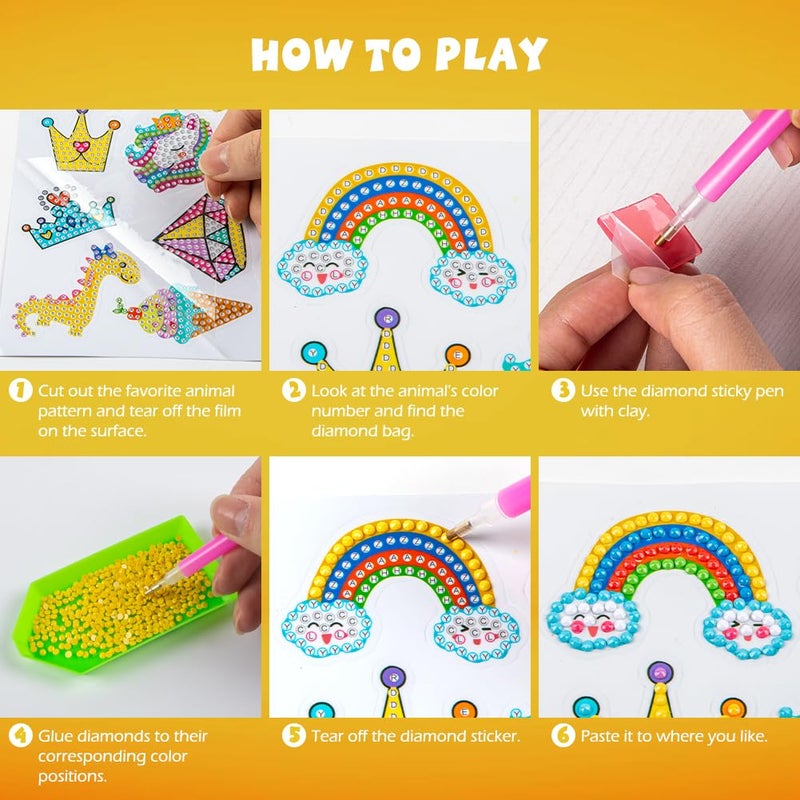 Labeol Diamond Art Kits for Kids Boys and Girls Ages 6-8-10-12 Easy to DIY Creative Diamond Art Sticker Craft by Numbers Kits for Kids and Adult Beginners (Lovely Animal) - Image 2