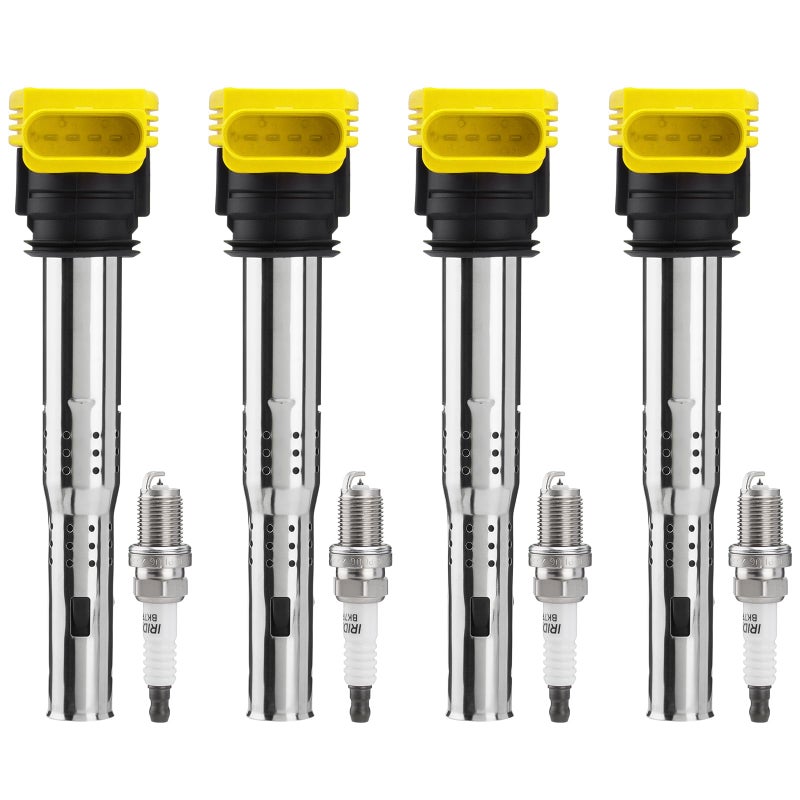 Ignition Coil Packs UF529 Spark Plugs 4644 Compatible with 20062016 VW Volkswagen Jetta MK5 MK6 GTI Rabbit Golf Passat CC 20052016 Audi A4 TT A5 Q7 A6 A7 Set of 4