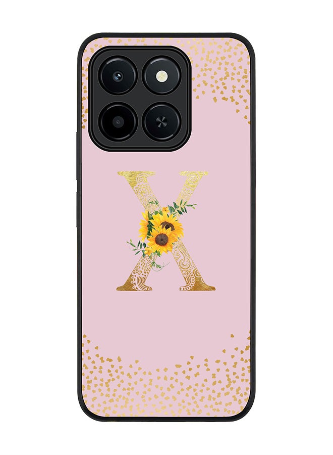 Stylizedd For Honor X6c Case,Slim fit Camera Protection, Shockproof Thin Phone cover  - Custom Floral Monogram - X  (Pink )