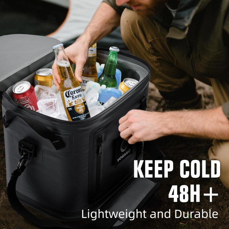 Vogano Soft Cooler - Insulated Leak-Proof Cooler Bag with Waterproof Zipper | 28 Can Portable Ice Chest for Camping, Beach, Travel, Picnic, Fishing (Dark Grey) - Image 5
