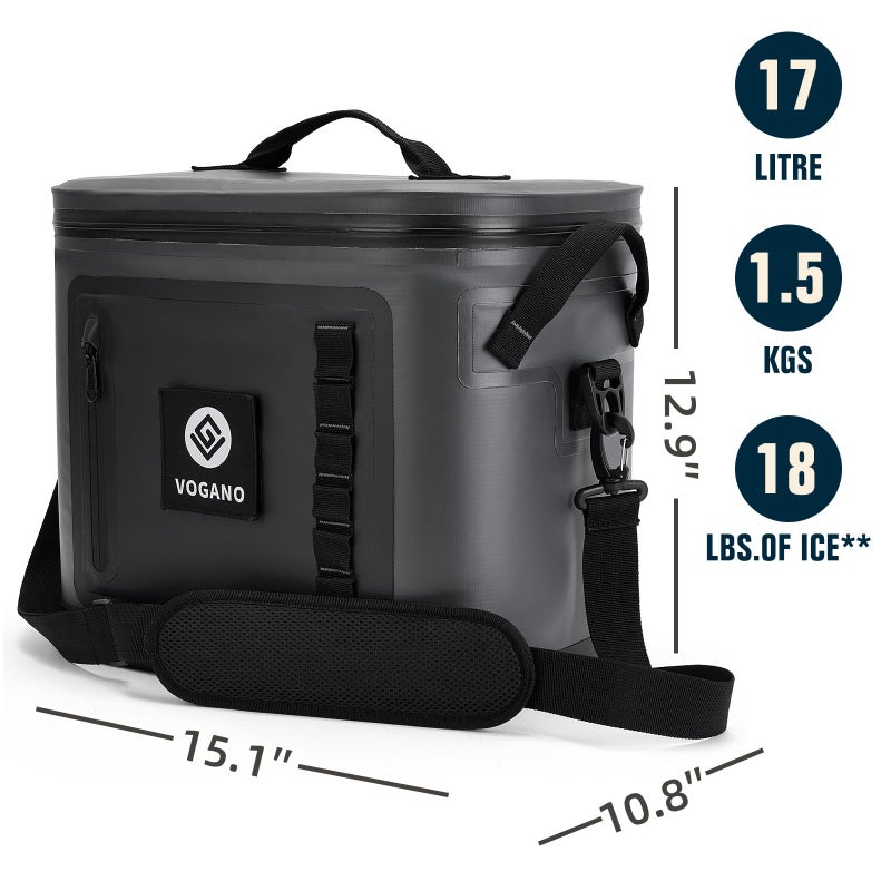 Vogano Soft Cooler - Insulated Leak-Proof Cooler Bag with Waterproof Zipper | 28 Can Portable Ice Chest for Camping, Beach, Travel, Picnic, Fishing (Dark Grey) - Image 4