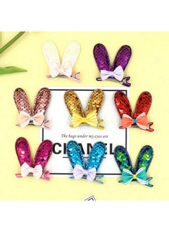 BinaryABC Easter Bunny Rabbit Ears Bow Hair Clips Hairpins Barretteeaster Party Hair Accessoryeaster Party Supplies8Pcs(Mixed Color)  - Image 3