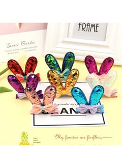 BinaryABC Easter Bunny Rabbit Ears Bow Hair Clips Hairpins Barretteeaster Party Hair Accessoryeaster Party Supplies8Pcs(Mixed Color)  - Image 2