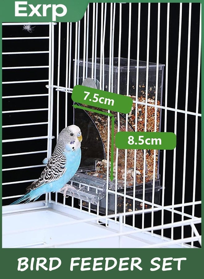 Exrp Bird Feeder Water Dispenser set, Automatic Parrot Feeder Cage Accessories, Clear Parakeet Seed container Food Feeder Drinker for Cage, Cockatiel Finch Lovebirds Budgies Canary - Image 3