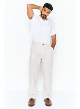 Jack Jones Men Loose Fit Solid Chino Pants, Light Beige  - Image 2