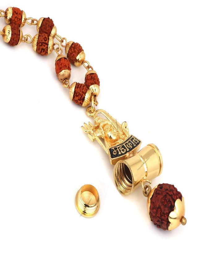 Mahi Lord Shiv/Mahakal Trishul and Damru Religious God Pendant with 24 Inch Rudraksh Mala for Men and Women (PS1101705G) - Image 3