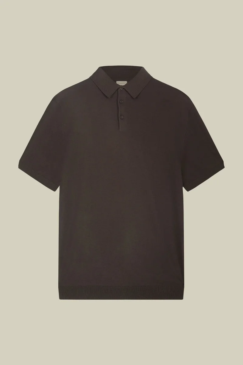 Doppelganger Brown Men's regular fit 100% cotton knitted polo shirt - Brown for Men | Best Price UAE