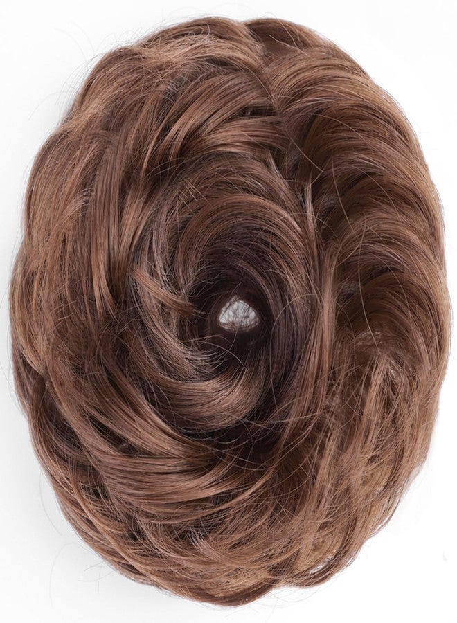 BLUSHIA Messy Hair Bun Hair Wavy Curly Scrunchies Ponytail Extension Synthetic Extension Chignon for Women Updo Daily 1PCS(Brown) - Image 1