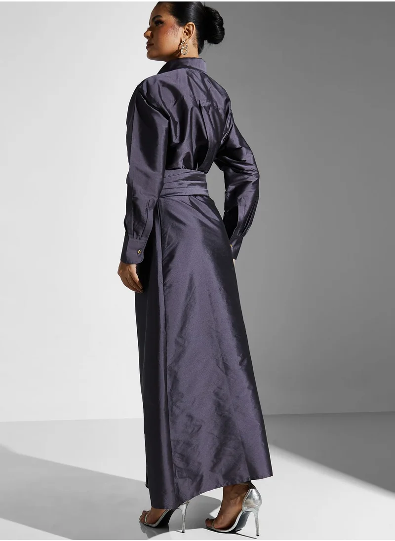 Namshi X Zena Louay Zena Louay Wrap Styles Button Down Dress