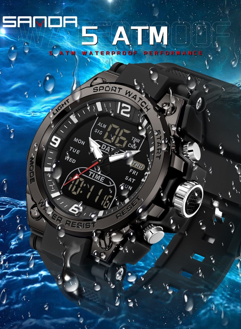 ساندا ساعة رجالية إلكترونية عصرية من أفضل العلامات التجارية متعددة الوظائف ومقاومة للماء مع عد تنازلي ساعة رقمية للرجال - Image 4