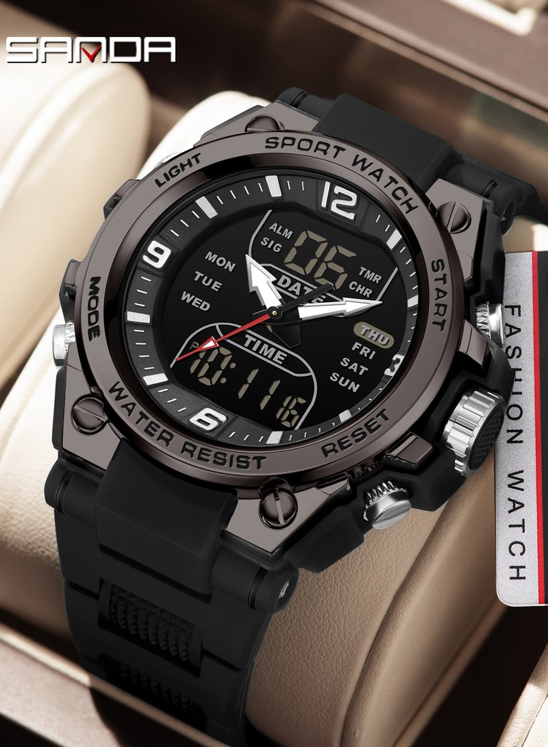 ساندا ساعة رجالية إلكترونية عصرية من أفضل العلامات التجارية متعددة الوظائف ومقاومة للماء مع عد تنازلي ساعة رقمية للرجال - Image 5