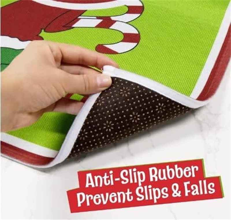 Grinch Christmas Decor 4pcs Green - Adorable Non-Slip Design Premium Soft Polyester Fleece Bathroom Rug Set for Holiday Bathroom Decor - Image 5