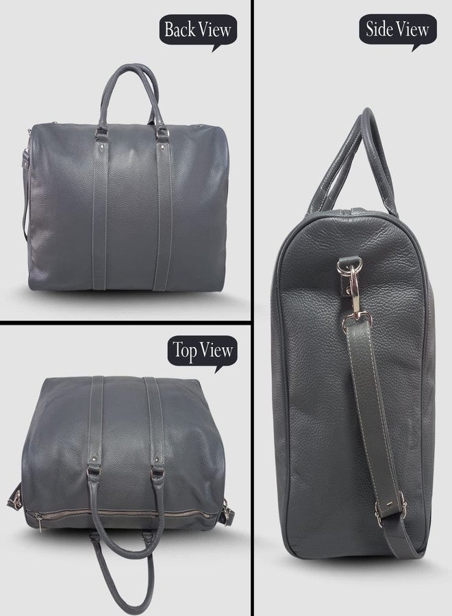 MANDAVA Genuine Leather Unisex Travel Duffel Bag Weekender Overnight Luggage Bag - Image 2