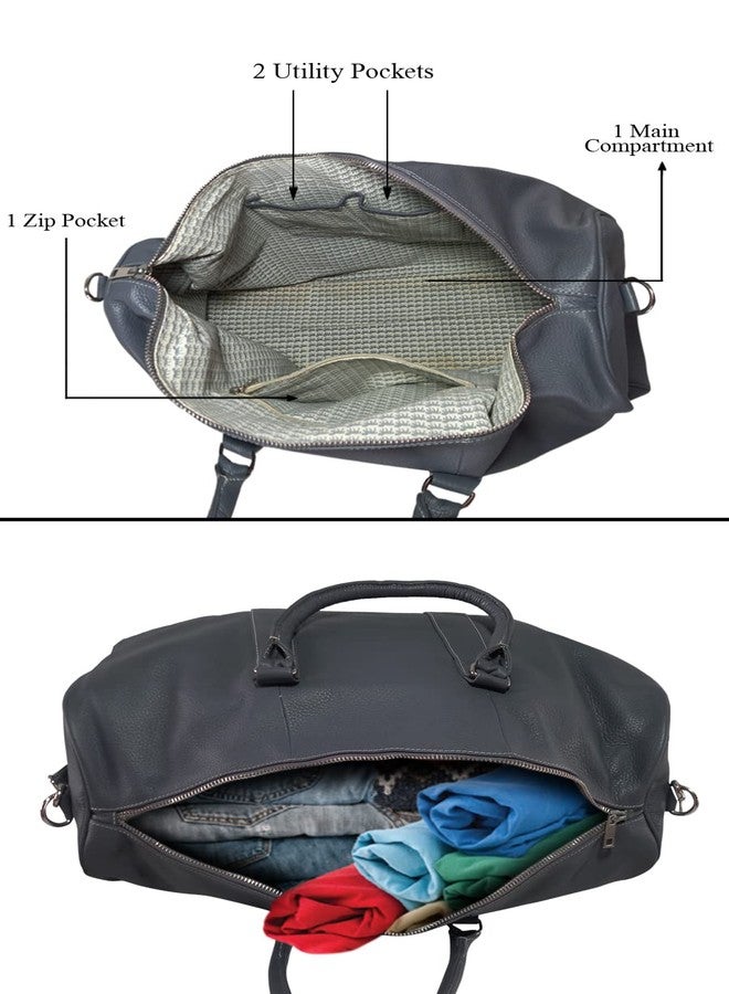 MANDAVA Genuine Leather Unisex Travel Duffel Bag Weekender Overnight Luggage Bag - Image 3
