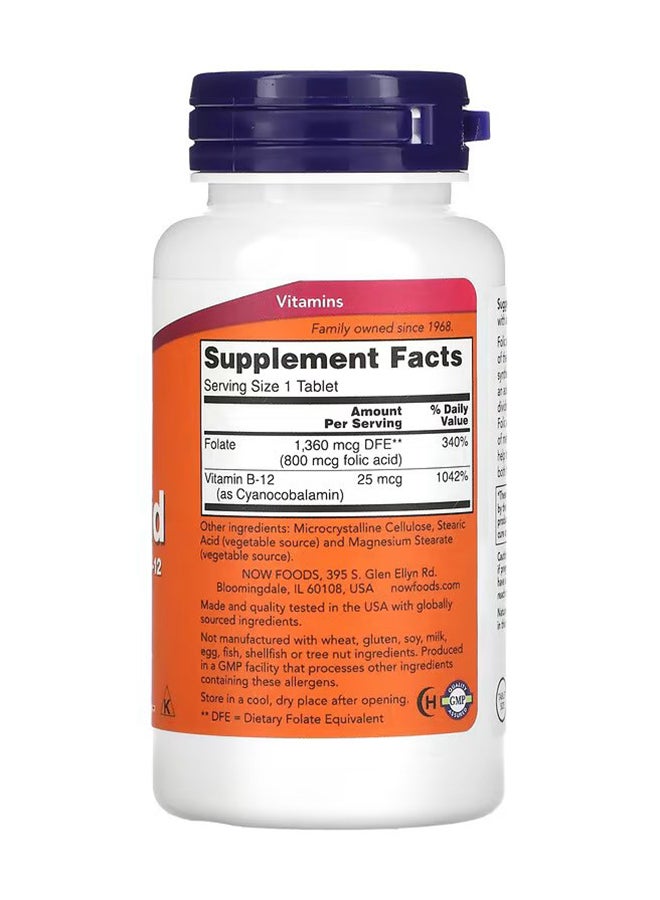 Now Foods 250 Tablets Folic Acid With 800 Mcg And Vitamin B12 - Image 2