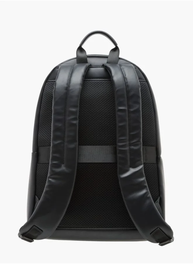دوتشيني Solid Backpack with Adjustable Straps and Zip Closure
