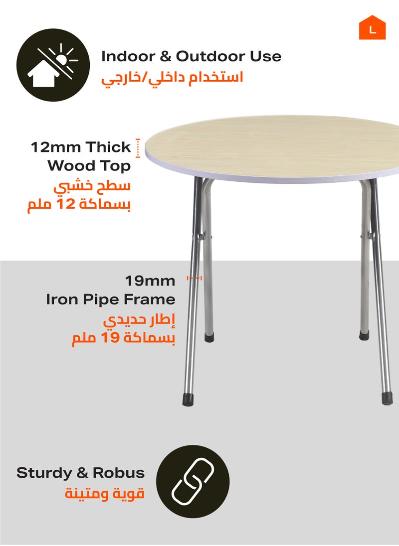 لوازم طاولة دائرية قابلة للطي - 58.5×58.5×50 سم، أبيض - طاولة متينة ومحمولة بسطح سهل التنظيف مع إطار معدني - مثالية لتناول الطعام، المساحات الصغيرة، غرف المعيشة، الاستخدام الخارجي، النزهات والمناسبات  - Image 3