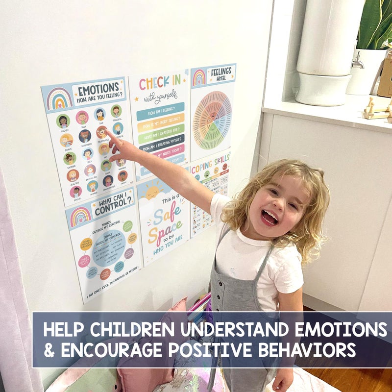 BEAWART 12 Boho Calming Corner Classroom Posters - Feelings Wheel Chart & Emotions Poster For Kids, Calm Down Corner Supplies For Therapy Office Decor, Mental Health Wall Decorations For Preschool Teachers BEAWART - Image 2