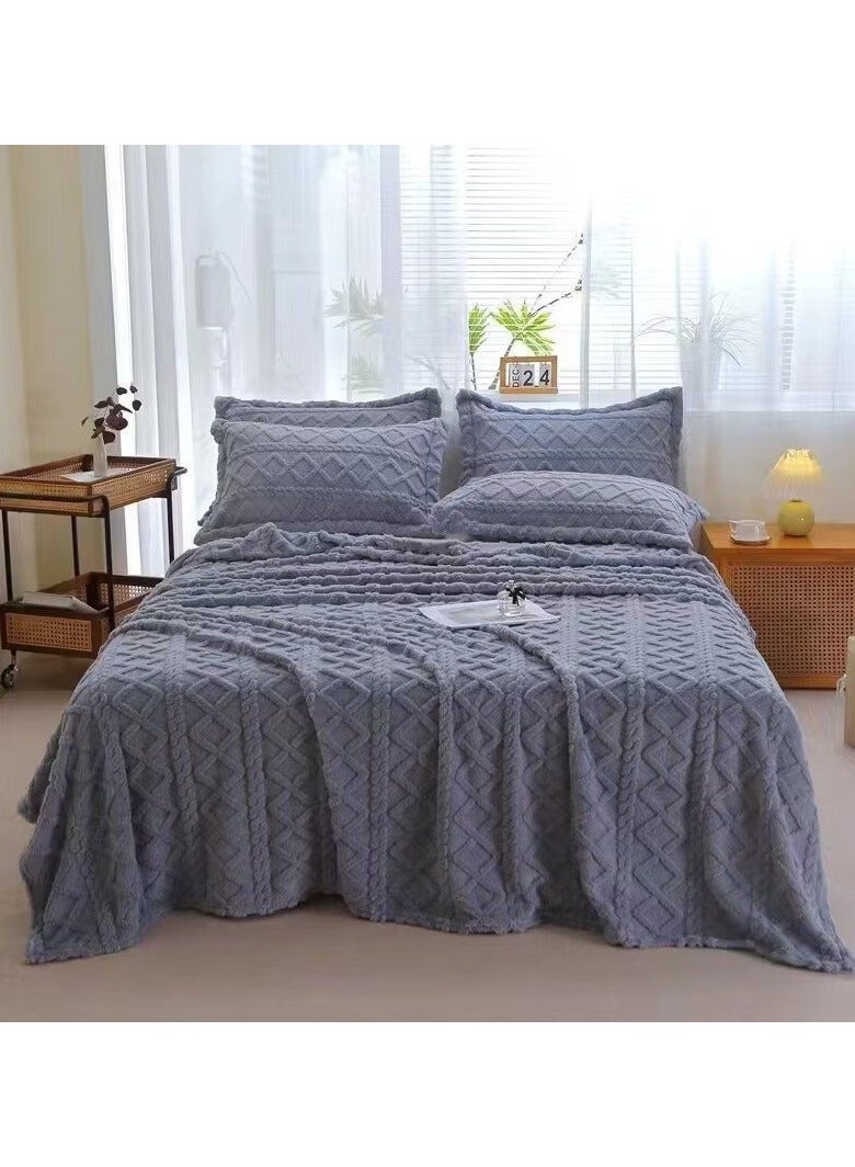 Comfy COMFY SOFT & FLUFFY 3PC BLANKET SET KINGSIZE- 1 BLANKET & 2 PC PILLOW COVER SET GREY 