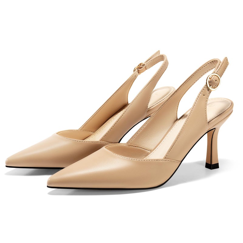 Rilista Women's Slingback Kitten Heels Closed Pointed Toe Wedding Party Dress Pumps Shoes - Image 3