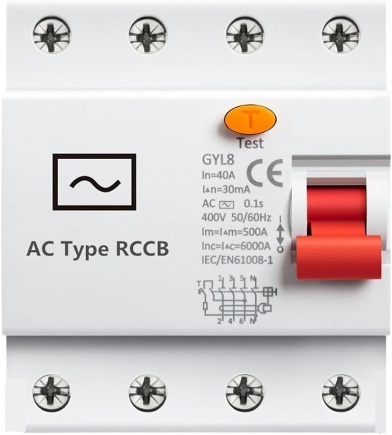 4P 25A 100mA RCD Residual Current Circuit Breaker 3 Phase N Electromagnetic Switch 25A 40A 63A - Image 1