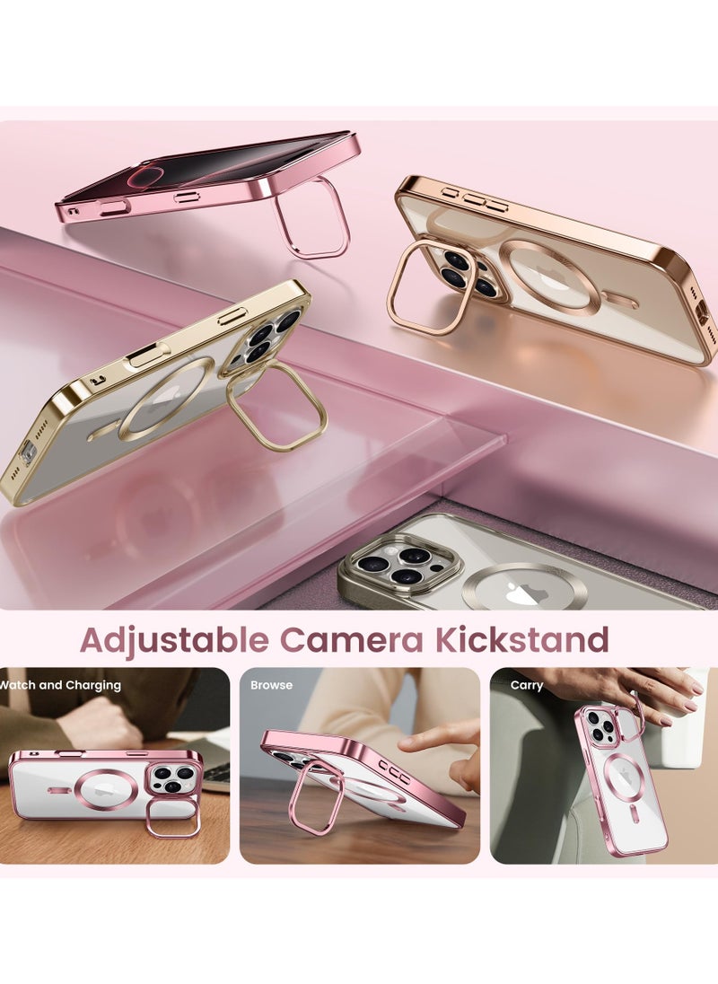 GolbinBox Magnetic Phone Case for iPhone 16 Pro Max Built-in Camera Storage Holder Compatible with MagSafe 16FT Premium Drop Protection Shockproof Ultra-Thin Phone Case for iPhone 16 ProMax 6.9 Inch Pink  - Image 3