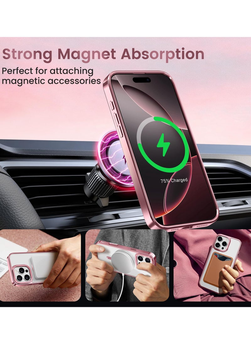 GolbinBox - Magnetic Phone Case for iPhone 16 Pro Max Built-in Camera Storage Holder Compatible with MagSafe 16FT Premium Drop Protection Shockproof Ultra-Thin Phone Case for iPhone 16 ProMax 6.9 Inch Pink - Image 1