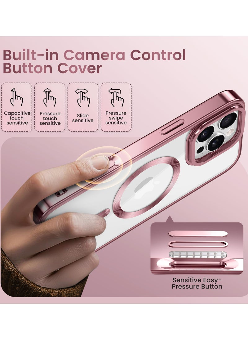 GolbinBox - Magnetic Phone Case for iPhone 16 Pro Max Built-in Camera Storage Holder Compatible with MagSafe 16FT Premium Drop Protection Shockproof Ultra-Thin Phone Case for iPhone 16 ProMax 6.9 Inch Pink - Image 1
